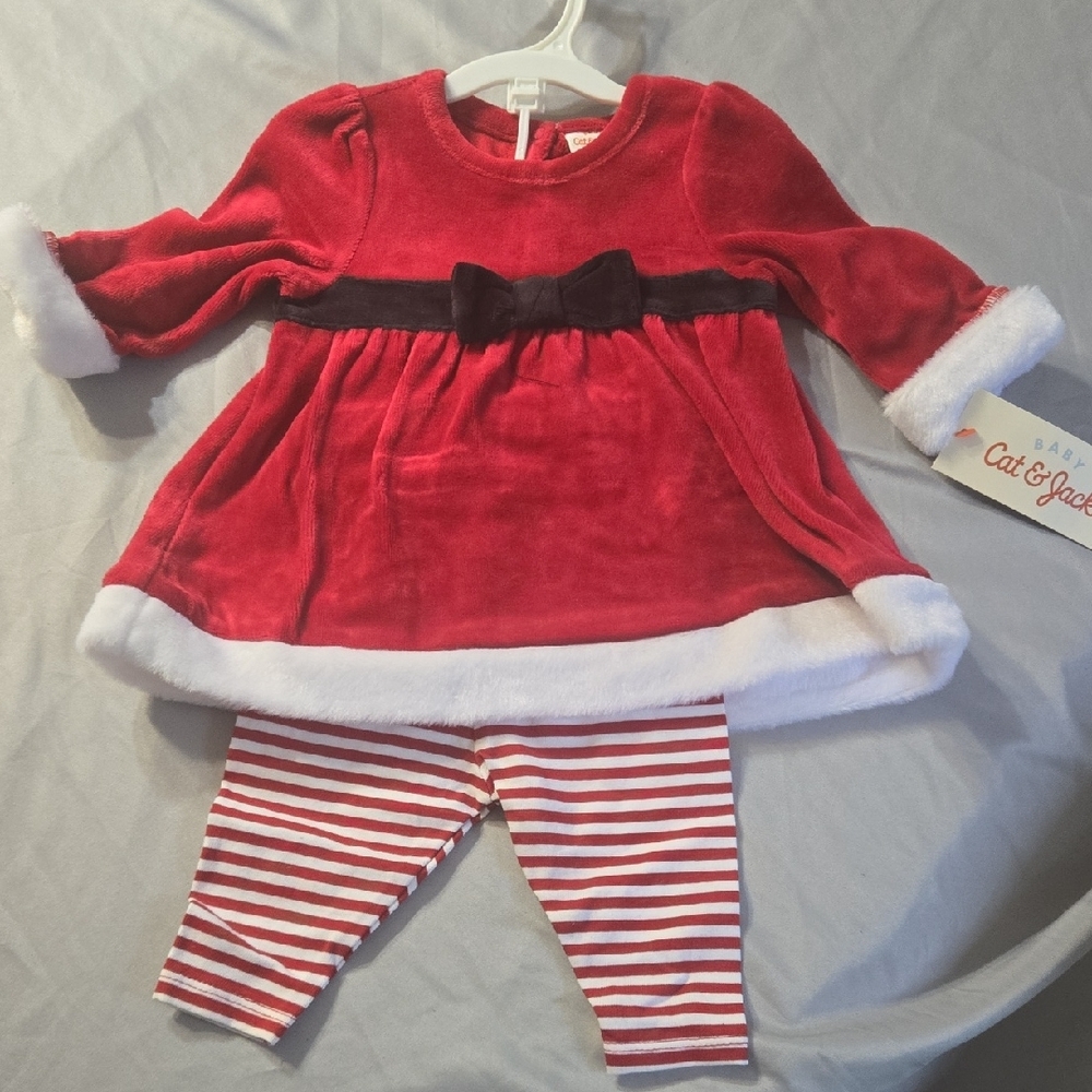 Cat & Jack Red Dress with Striped Leggings